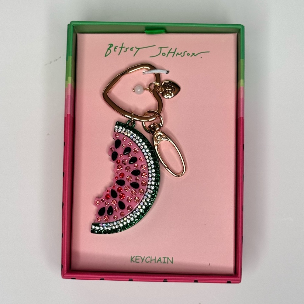 NWT Betsey Johnson Crystal Watermelon Key Fob Bag Charm